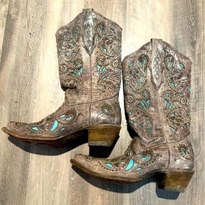 Corral Studded Turquoise Inlay Boots